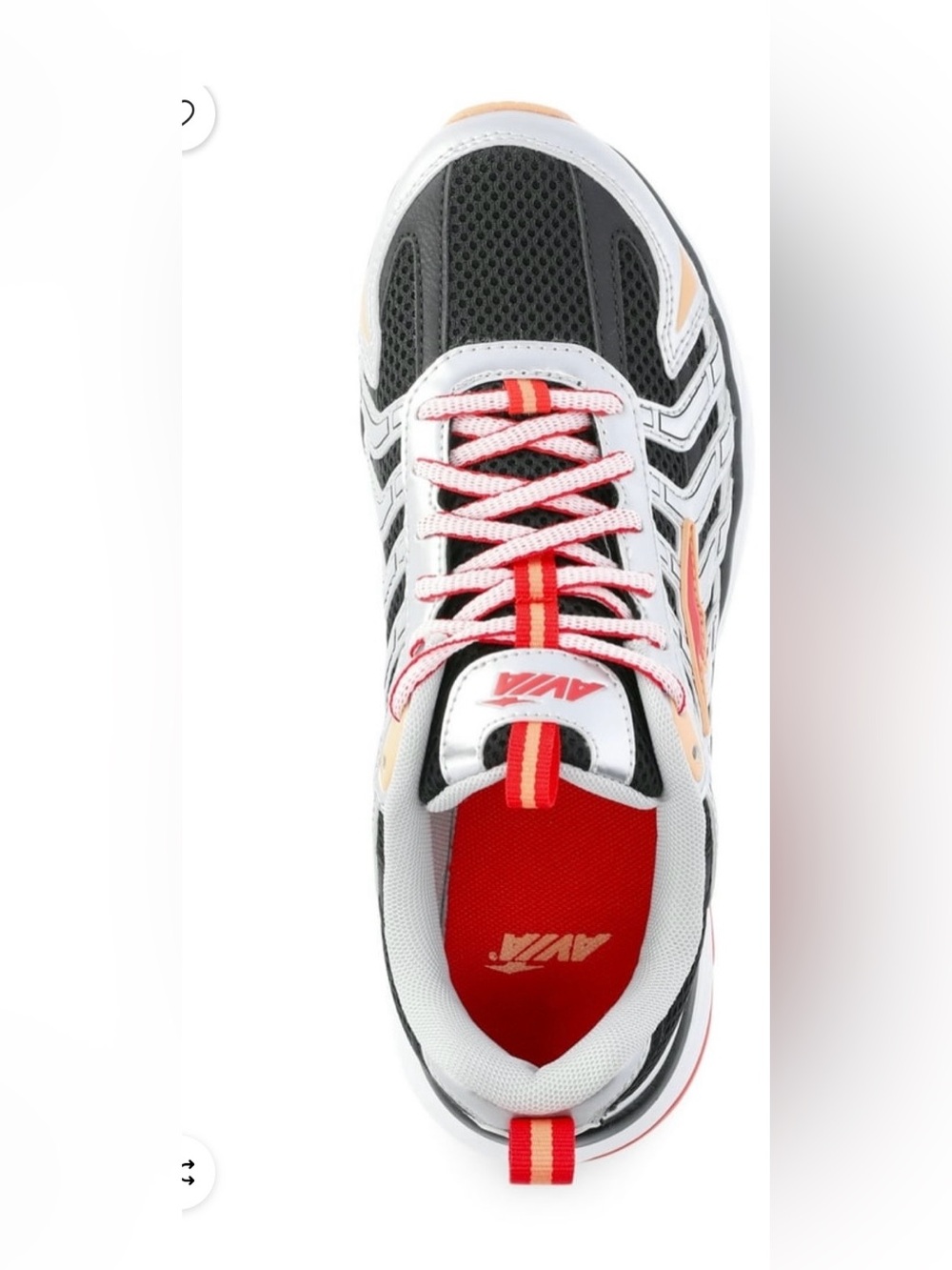 Avia Black and Coral Lace-Up Athletic Sneaker